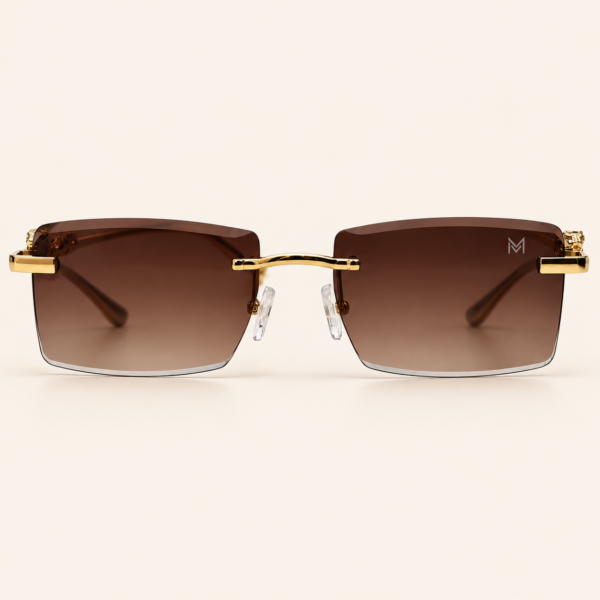 Marvello Royal Panther – Gold Rimless Brown Gradient Sunglasses