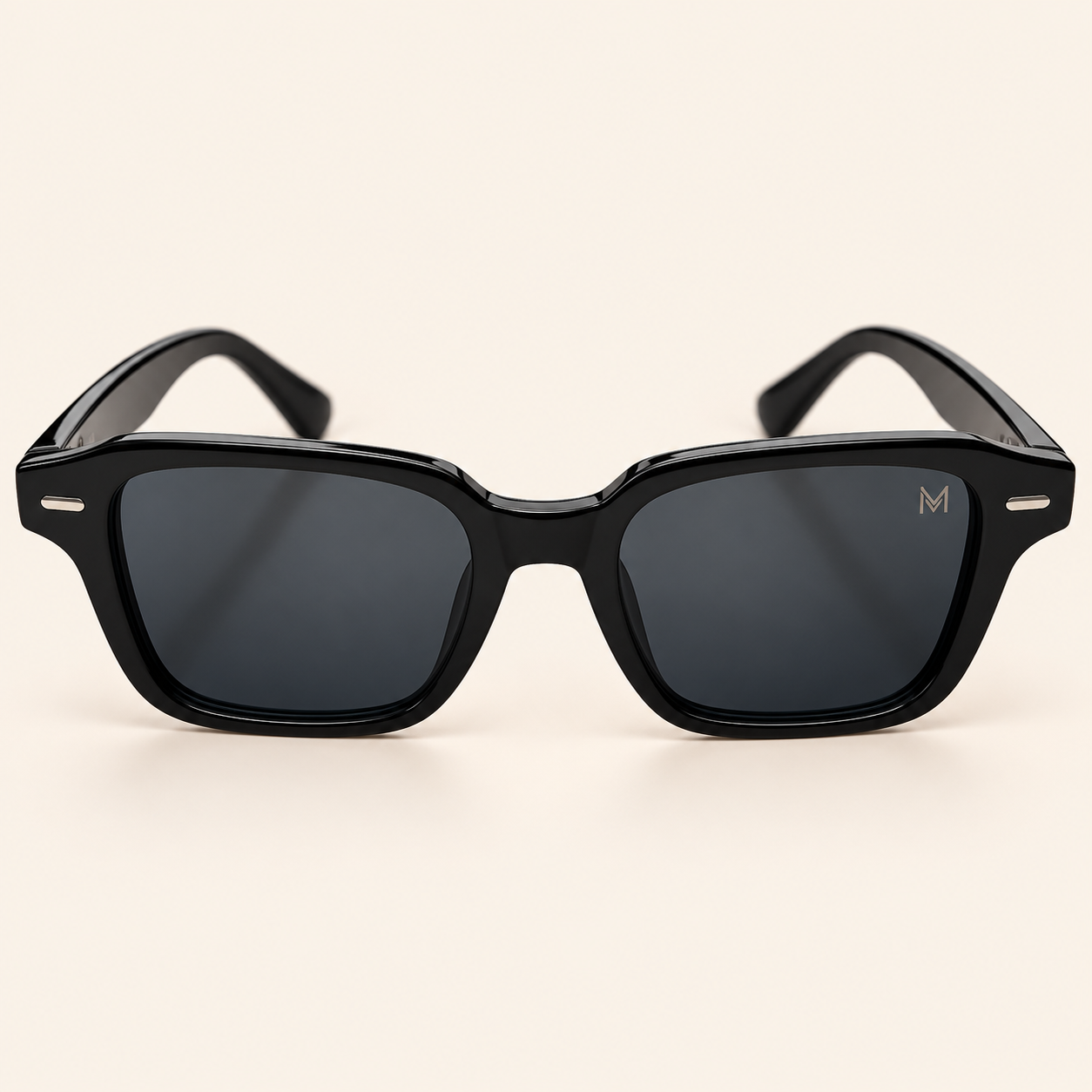 Gold Studded Rimless Sunglasses – Black Lens Luxury Edition