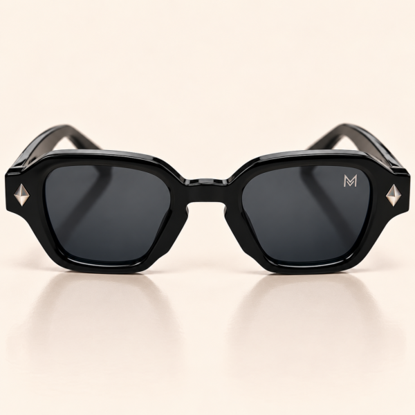 Gold Studded Rimless Oval Sunglasses – Black Lens Luxury Edition