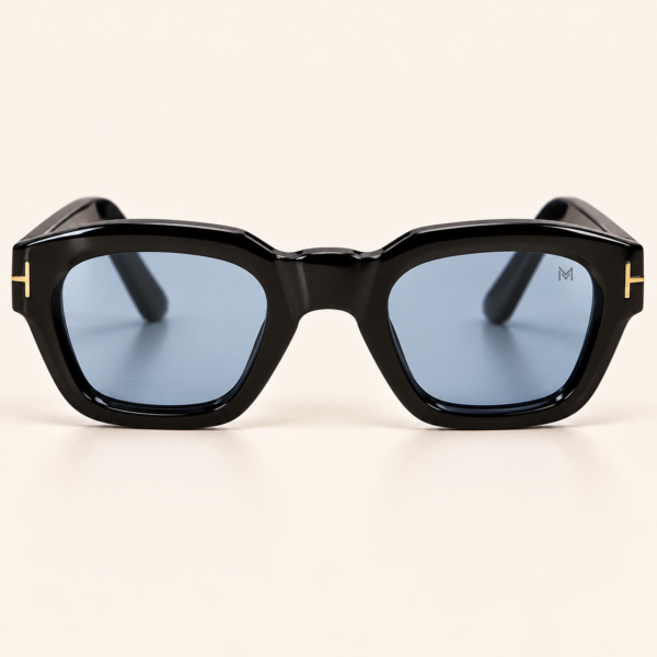 Midnight Luxe Black Sunglasses with Blue Lenses