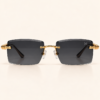 Marvello Black Diamond – Luxury Rimless Sunglasses with Gold Studded Temples